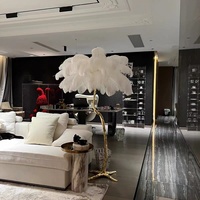 Lampadaire nordique moderne de luxe, branches d'arbre, plumes, éclairage de haute qualité pour le salon