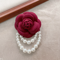 Bros Bunga Gaya Korea Vintage Eksklusif Bros Kamelia Hitam dan Putih dengan Hiasan Mutiara Dapat Digunakan Sebagai Gelang.