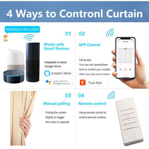 Motor Eléctrico para Cortinas Inteligentes ZigBee3.0 de Alto Rendimiento, Ultra Silencioso, <span class=keywords><strong>Control</strong></span> por Voz para Abrir/Cerrar - Product Image 4