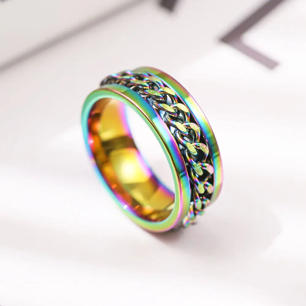 แหวนสแตนเลสหมุนได้ทันสมัยขายร้อนห้าสี,แหวนแฟชั่นขวดเบียร์ฮิปฮอปเปิดง่ายสำหรับผู้ชายผู้หญิง