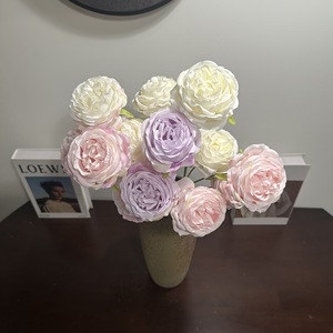 Roses artificielles Junheyuan, 3 têtes, fleurs en soie, style peinture à l'huile, arrangement floral pour allée de mariage - Product Image 3