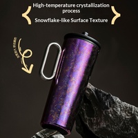 Vente directe usine Nouvelle gourde isotherme colorée en titane pur haute capacité avec poignée et paille, maintien thermique 6-12 heures