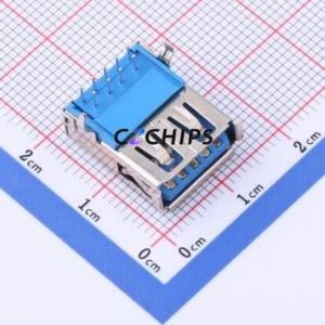 HC-ST-003-01-J USB Connector Bent Lead Through Hole Connector Type-A USB 3.0 Female Right Angle Insert - Product Image 1