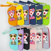 Étui à lunettes de dessin animé, étui à lunettes de soleil en silicone portable, étui de rangement pour lunettes avec fermeture éclair, sac de rangement de grande capacité