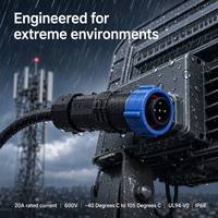 Connecteur étanche IP68 Jnicon M19 à 3 broches pour raccordement photovoltaïque, prise rapide pour l'aviation