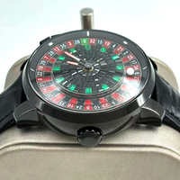 Montre mécanique pour homme avec fonction roulette russe, bracelet en cuir, design à bouton rotatif, mouvement NH35, version OEM/ODM disponible