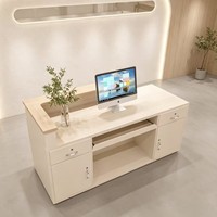 Comptoir de réception style crème pour influenceurs, mini-bar en bois simple, comptoir de caisse moderne et élégant pour magasin de vêtements pour femmes