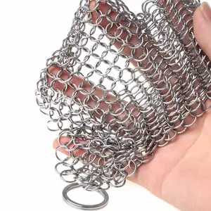 Нержавеющая сталь 316L, чугунный очиститель Chainmail, скребок для чугунной кастрюли, вафель