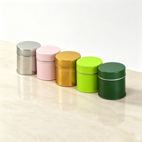 Boîte cylindrique mate en fer blanc pour matcha, conteneur double en métal de qualité alimentaire pour poudres, épices, thé, maison, cuisine, café, en vrac