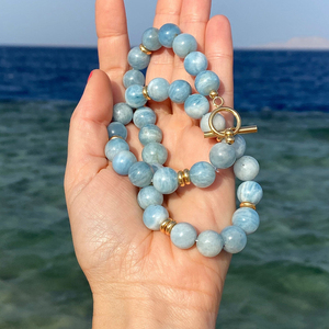 Gioielli moda 2025 18k oro acciaio inossidabile pietra naturale <span class=keywords><strong>acquamarina</strong></span> ametista occhio di tigre <span class=keywords><strong>collana</strong></span> di perline per le donne - Product Image 3