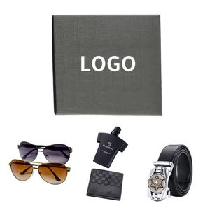 New 3 Pieces Wallet Box Luxury Custom Logo Birthday Purse and Belg <b>Gift</b> <b>Set</b> for Men - Product Image 2