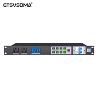 GTSVSOMA DR328 Séquenceur d'alimentation 10 canaux 1U en métal pour montage en rack, alimentation 6000W, CA 100-240V, écran LCD, norme américaine