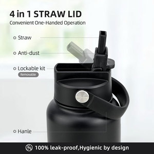 Botella de Agua Aislada de 32oz con Logotipo Personalizado OEM, Tapa con Popote Bloqueable, Tapa Deslizante Antipolvo, Botella Deportiva al Vacío - Product Image 2