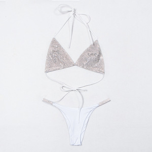 Ensemble de <span class=keywords><strong>lingerie</strong></span> et maillot de bain pour femme avec strass et cristaux scintillants - Product Image 3