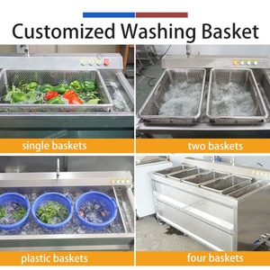 Laveur à ultrasons à ozone et à bulles pour légumes et fruits en acier inoxydable à double cuve avec paniers - Product Image 4
