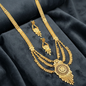 Wholesale 14K 18K 24K Micro Gold Rani Haar Necklaces Set Floral Design Indian Wedding Jewelry Set Fashion Brass Gold Jewelry Set - Product Image 3
