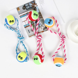 Jouet pour chien en corde de tennis double, balle à mâcher anti-ennui, jouets pour petits animaux - Product Image 1