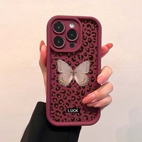 Coque de téléphone portable motif léopard papillon cool pour iPhone 16 17 18 Pro Max 14 13 – Personnalisez votre motif, couleur bonbon, coque arrière