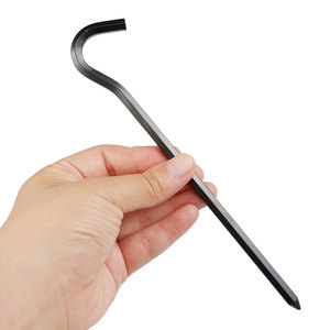 Piquets de tente demi-circulaires en alliage d'aluminium en forme de point d'interrogation, 18 cm, avec poignée en D, toutes saisons, accessoire de camping extérieur, piquet de jardin, <span class=keywords><strong>noir</strong></span> - Product Image 1