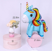 Kit de ballons gonflables 3D licorne en aluminium métallisé - Écologique - Décoration et cadeaux pour anniversaire d'enfants, baby shower, Noël