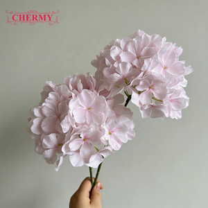 ดอกไฮเดรนเยียสีแดงเข้มผ้าไหมเทียม <span class=keywords><strong>ราคา</strong></span>โรงงาน TH396 สำหรับงานแต่งงานและจัด<span class=keywords><strong>ดอกไม้</strong></span> - Product Image 5