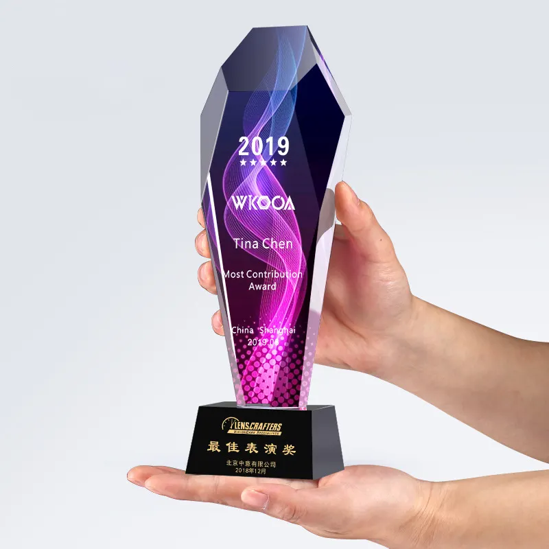 JY Color Printing Personalized Appreciation Award Crystal Appreciation Trophy Gifts for Anniversary