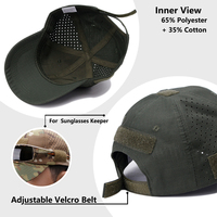 Casquette de baseball tactique multifonctionnelle pour activités de plein air avec support pour lunettes de soleil, patch décoratif DIY en tissu souple et maille