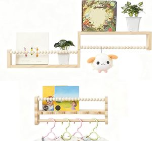Mensola da Parete <span class=keywords><strong>per</strong></span> <span class=keywords><strong>Cameretta</strong></span> Bambini con Perline in Legno, Decorazione Murale, Mensole Fluttuanti <span class=keywords><strong>per</strong></span> Bambini, Sala Giochi, Camera da Letto - Product Image 1