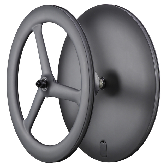 Carbon Track Bike Wheels Clincher Tri-spokes Solid Disc Wheels
