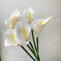 Lys Calla artificiels modernes de haute qualité en latex blanc et rouge bordeaux, toucher réel, pour la maison, les mariages, la fête des mères, la décoration de table