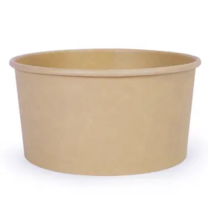 Custom disposable biodegradable food takeaway kraft soup salad noodle paper bowl with logo