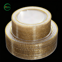 Assiettes jetables en plastique PS transparentes de 10 pouces, vaisselle haut de gamme pour les services de traiteur de mariage, de fête et de banquet