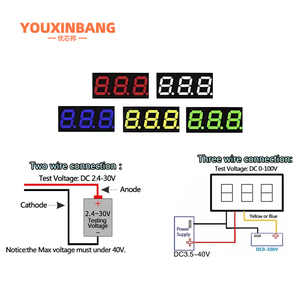 <span class=keywords><strong>Mini</strong></span> kỹ thuật số <span class=keywords><strong>DC</strong></span> Vôn kế Điện áp Tester 5 màu sắc <span class=keywords><strong>Mini</strong></span> kỹ thuật số <span class=keywords><strong>DC</strong></span> Vôn kế 0.28 inch DC0-100V ba dây - Product Image 3
