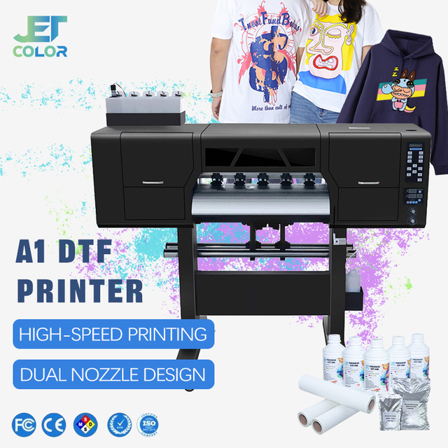 A1 24inch/60cm Automatic DTF Printer with for I3200/I1600 Heads 2 Heads 21-30 Ppm Multicolor Direct Film for Denim/Cotton
