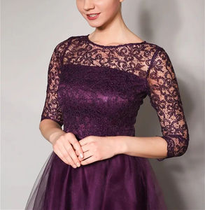 เดรสงานพรอมลูกไม้สีม่วงสำหรับผู้หญิงชุดราตรีผ้าทูลสำหรับงานพรอม - Product Image 4