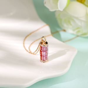 Colgantes de Lujo Personalizados Cristianos de Oro Sólido de 18K con Baño de Rodio, Zafiros Coloridos de Corte Baguette y Diamantes Naturales, Regalo - Product Image 3