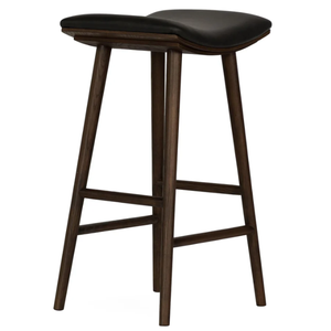 Taburete Union Counter de madera maciza de fresno, fresno cálido, negro envejecido o fresno natural claro, taburete alto duradero de madera natural para bar - Product Image 1