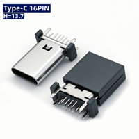 Connecteur femelle SMT vertical Type-C 16P, hauteur 13,0-15,0 mm, prise USB 3.1 pour charge rapide et transfert de données pour PCB