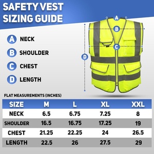 Gilet de sécurité haute visibilité pour hommes avec bandes réfléchissantes et LED clignotantes, multi-poches, pour chantier, travaux routiers, en polyester, idéal pour les bénévoles, modèle été - Product Image 6