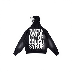 Men <b>Black</b> <b>Zip</b>-<b>Up</b> <b>Hoodie</b> Oversized Cotton Knitted Skeleton Print Casual Streetwear Hooded Sweatshirt Autumn Regular Fit - Product Image 2