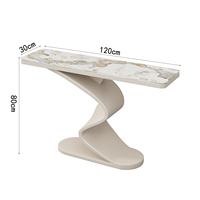 Table console moderne avec base en métal torsadé et plateau en marbre, table d'entrée élégante