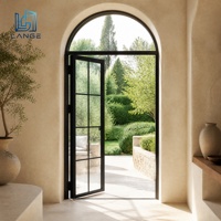 Porte battante extérieure en aluminium à rupture de pont thermique, série crème de luxe moderne, cadre fin, pour patio et terrasse