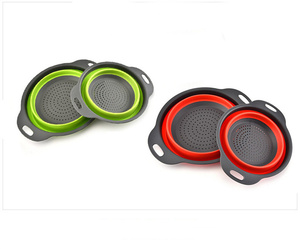 Ensemble de 2 passoires de cuisine rondes en silicone pliables pour égoutter les pâtes, les légumes et les fruits - Product Image 4