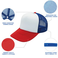 Casquette de baseball à 5 panneaux avec logo personnalisé de haute qualité Chapeaux de camionneur en mousse éponge brodée