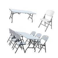 Table pliante rectangulaire en plastique de 6 pieds pour extérieur, blanche, design pliable, vente en gros
