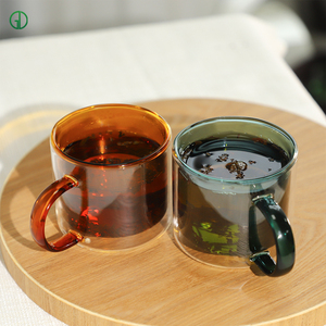 Großhandel Hot Selling 100ml 250ml 300ml Nordic Custom farbige transparente handgemachte hitze beständige bernstein farbene Glas Kaffeetassen - Product Image 5