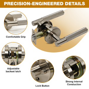 Meistverkaufte Schlüssellose Satin-Nickel Gerändelte Türgriffe aus Zinklegierung für Innentüren - Product Image 2