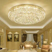 JYLIGHTING Plafonnier rond en or classique de luxe personnalisé pour l'éclairage intérieur de la maison Lustre en cristal de plafonnier Chandler