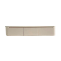 Meuble TV incurvé beige avec portes, style Japandi, unité TV LED, mobilier de salon très vendu, porte à motif 3D personnalisable