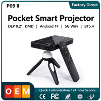 Mini-projecteur DLP de poche OEM Android 14 5G WiFi BT5.4 intelligent et portable avec batterie 4000 mAh pour cinéma maison et extérieur